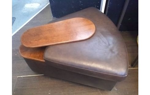 POUF AVEC RANGEMENT ET TABLETTE BOIS