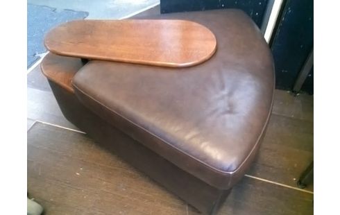POUF AVEC RANGEMENT ET TABLETTE BOIS