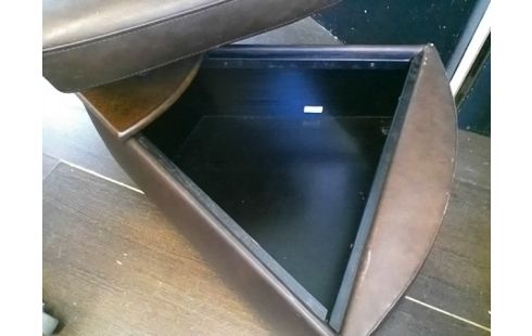 POUF AVEC RANGEMENT ET TABLETTE BOIS