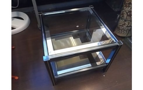 SELLETTE ANCIENNE METAL AVEC PLATEAUX VERRE