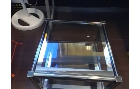 SELLETTE ANCIENNE METAL AVEC PLATEAUX VERRE