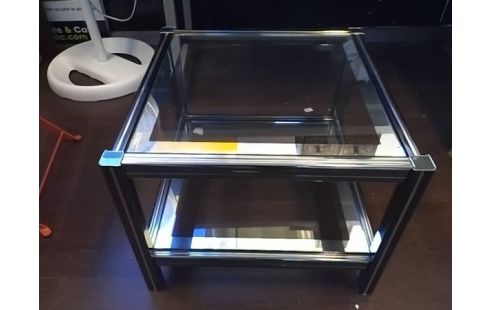 SELLETTE ANCIENNE METAL AVEC PLATEAUX VERRE
