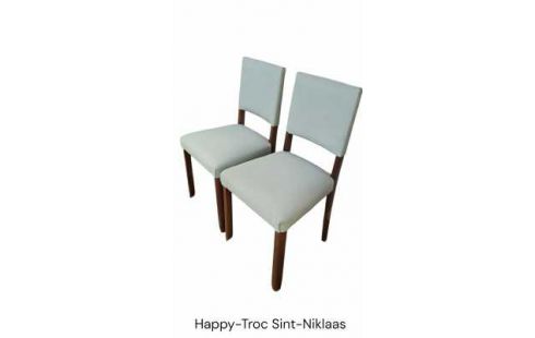 2 CHAISES GRIS TISSU, , BOIS