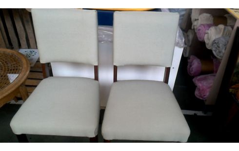 2 CHAISES GRIS TISSU, , BOIS