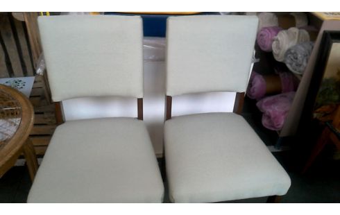 2 CHAISES GRIS TISSU, , BOIS