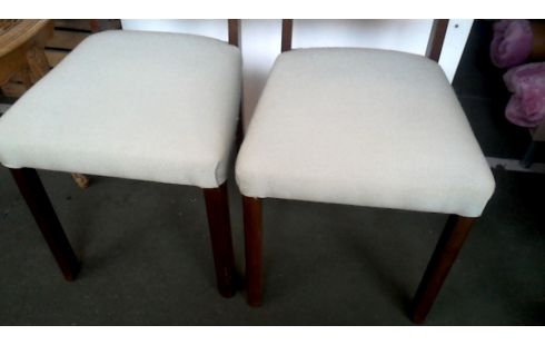 2 CHAISES GRIS TISSU, , BOIS