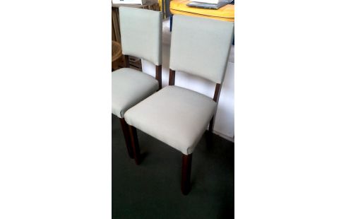 2 CHAISES GRIS TISSU, , BOIS