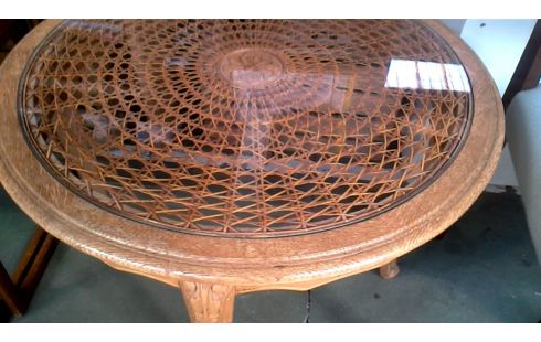 SALONTAFEL ROND BRETOENS CANNAGE GLAS