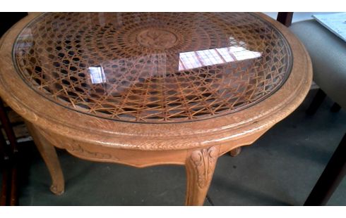 SALONTAFEL ROND BRETOENS CANNAGE GLAS