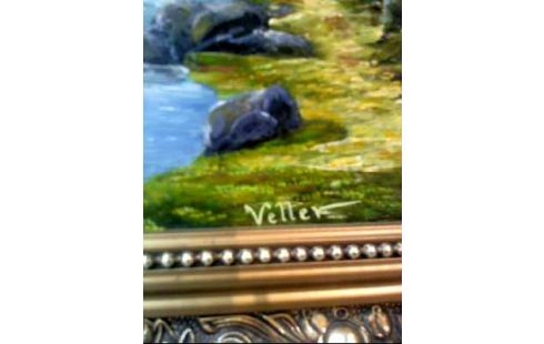 ÖLGEMÄLDE WASSERFALL AM BERG I.R. <VETTER>