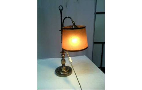 TISCHLAMPE LEDERSCHIRM MESSINGGESTELL