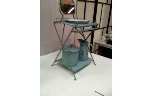 PUPPENWASCHTISCH EMAILLE BLAU VINTAGE