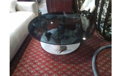 TABLE BASSE RONDE VERRE 4 FEMMES
