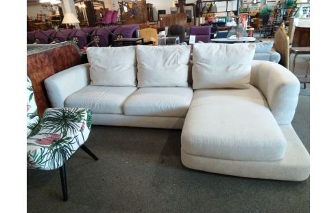 SALON D'ANGLE CUIR CENTER TISSU BEIGE
