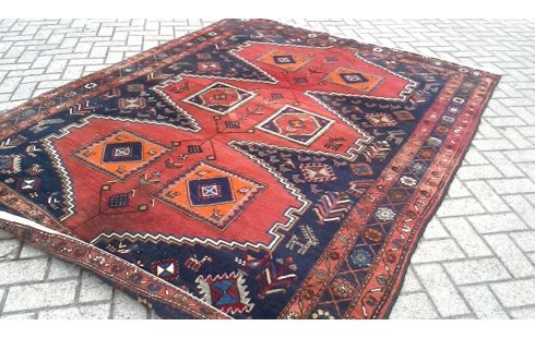 TEPPICH HANDGEKNÖPFT DUNKEL BLAU BORDEAUX