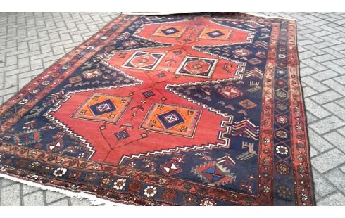TEPPICH HANDGEKNÖPFT DUNKEL BLAU BORDEAUX