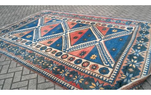 TAPIJT HANDGKN TURKS ZALMKLEURIG BLAUW