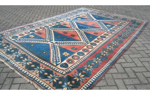 TAPIJT HANDGKN TURKS ZALMKLEURIG BLAUW