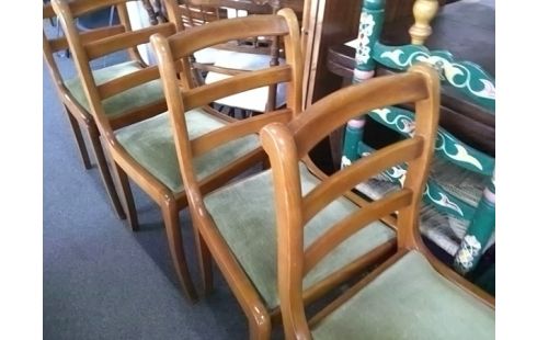 LOT DE 4 CHAISES BOIS TISSU VERT