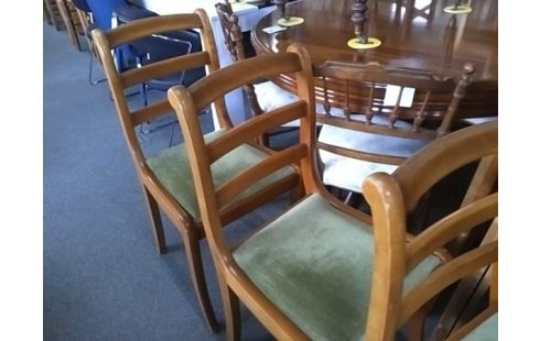 LOT DE 4 CHAISES BOIS TISSU VERT