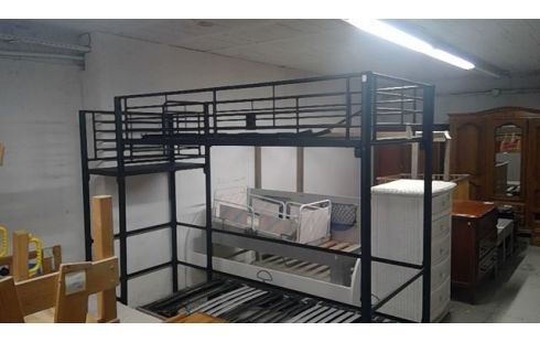 LIT MEZZANINE METALIQUE NOIR 90X200