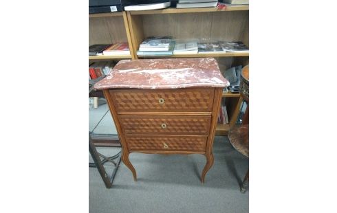 COMMODE MARQUETERIE MARBRE