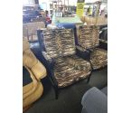 FAUTEUIL CANNE NOIR TISSU TIGRÉ
