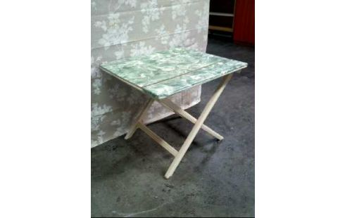 KLAPPTISCH HOLZ WEISS GRÜN VINTAGE