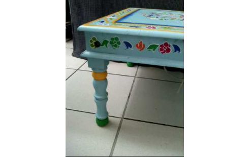COUCHTISCH HOLZ FLORAL TÜRKIS QUADRATISCH