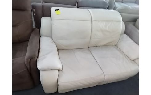 CANAPE 2 PLACES CUIR ECRU RELAX MANUEL L160