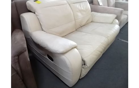CANAPE 2 PLACES CUIR ECRU RELAX MANUEL L160