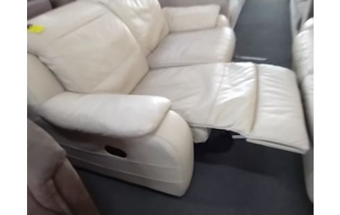 CANAPE 2 PLACES CUIR ECRU RELAX MANUEL L160