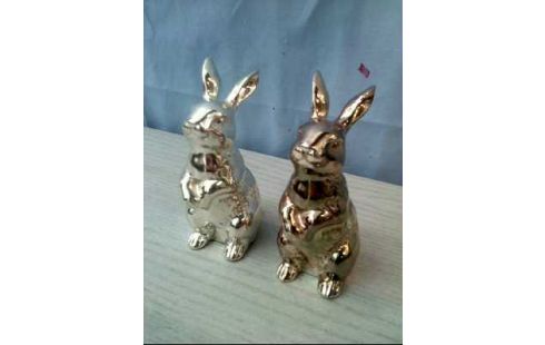 FIGUR 2-ER SET HASEN VERSILBERT KLEIN