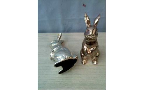 FIGUR 2-ER SET HASEN VERSILBERT KLEIN