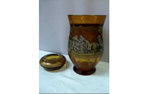 VASE +ASCHENBECHER BERNST.FARBEN BÖHMISCH