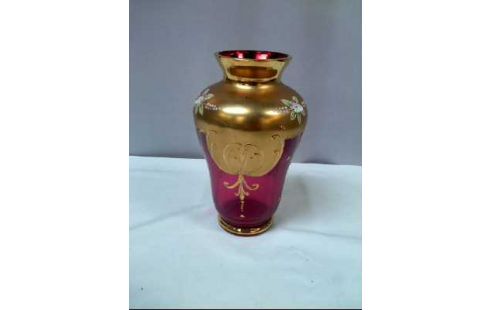 KRISTALLVASE JOSKA ROT GOLDF.