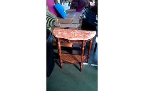 TABLE CONSOLE MARBRE TIROIR MERISIER