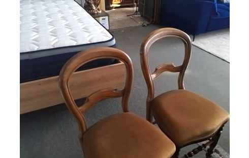 LOT DE 4 CHAISES BOIS ASSISE TISSU JAUNE