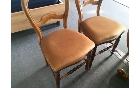 LOT DE 4 CHAISES BOIS ASSISE TISSU JAUNE