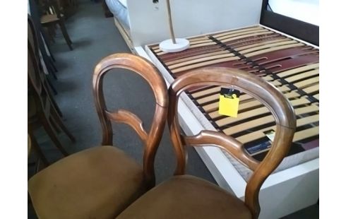 LOT DE 4 CHAISES BOIS ASSISE TISSU JAUNE