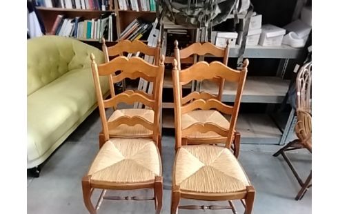 4 CHAISES PAILLEES BOISERIE