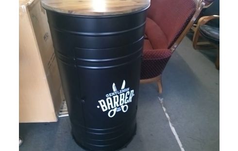 MEUBLE DE BAR TONNEAU NOIR METAL