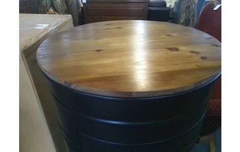 MEUBLE DE BAR TONNEAU NOIR METAL