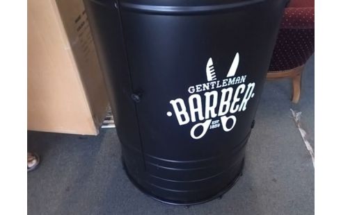 MEUBLE DE BAR TONNEAU NOIR METAL