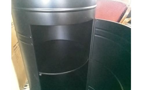 MEUBLE DE BAR TONNEAU NOIR METAL