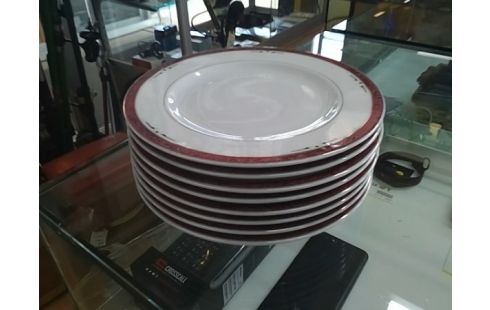LOT D'ASSIETTES PORCELAINE BORDURES VIOLETTES