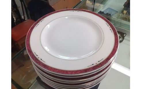 LOT D'ASSIETTES PORCELAINE BORDURES VIOLETTES