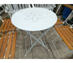 TABLE DE JARDIN RONDE METAL BLANCHE