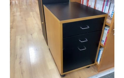 CAISSON ROULETTE MODERNE NOIR ET BOIS