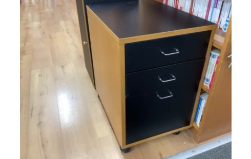 CAISSON ROULETTE MODERNE NOIR ET BOIS